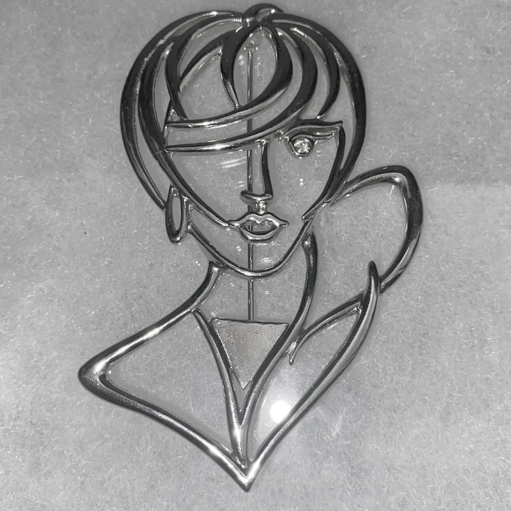 Silver Tone Modernist Lady Brooch 1988 - Picture 1 of 3